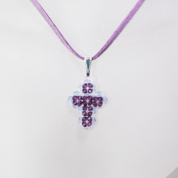 Pendant 45cm - Trina-Mauve Suedine - Pendant 45cm - Laiton argenté